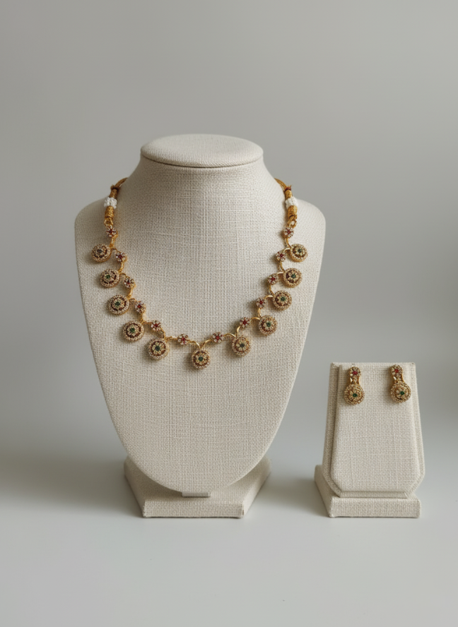 product image 4 Traditional Antique Gold Lakshmi Coin Necklace Set - Image 1