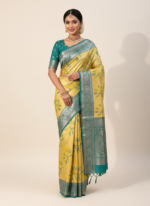 Zykra Combo Sunlit Elegance Saree & Emerald Jewelry Set - Image 2